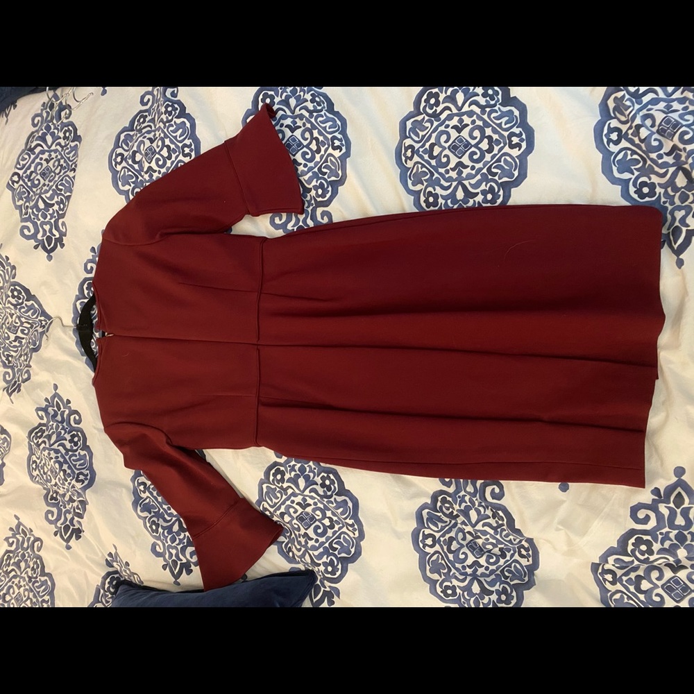 J crew 3/4 sleeve burgundy work dress
